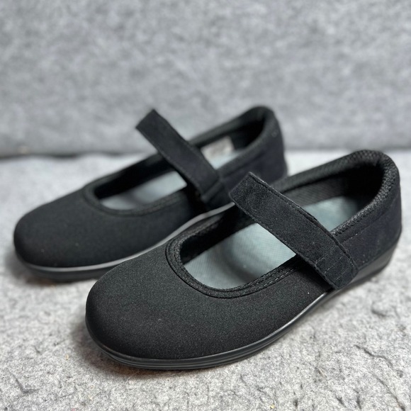 Orthofeet Shoes - Orthofeet Womens Black Fabric Mary Jane Comfort Orthopedic Shoes Size 8 D Wide